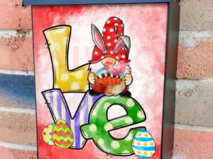 Easter Love Gnome Colonial Mailbox Cover