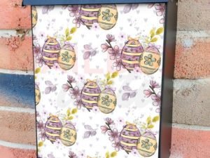 Purple and Yellow Easter Eggs Colonial Mailbox Cover