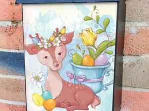 Easter Doe with Eggs and Flowers Colonial Mailbox Cover