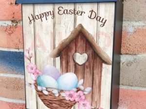 Easter Birdhouse and Eggs Colonial Mailbox Cover