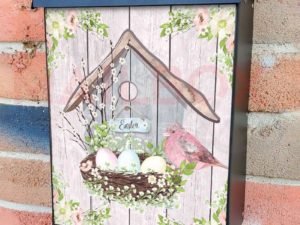 Easter Birdhouse with a Nest and Bird Colonial Mailbox Cover
