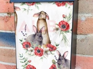 Easter Bunnies and Poppies Colonial Mailbox Cover