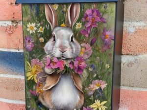 Bunny in the Meadow Colonial Mailbox Cover