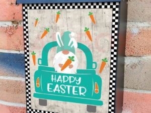 Easter Gnome on a Truck Colonial Mailbox Cover