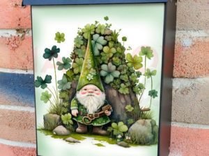 St. Patrick Day Gnome #3 Colonial Mailbox Cover