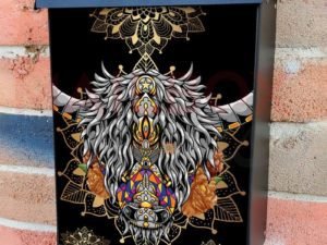 Mandala Buffalo Head Colonial Mailbox Cover