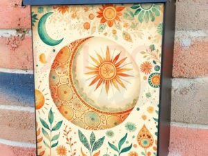 Celestial Moon and Sun Colonial Mailbox Cover