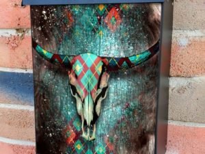 Native Cow Skull Colonial Mailbox Cover