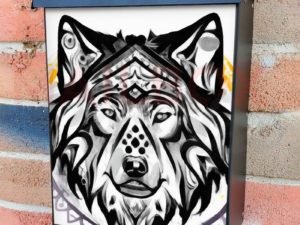 Mandala Wolf Colonial Mailbox Cover