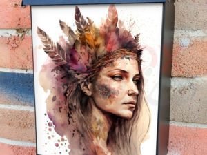 Beautiful Native Girl #5 Colonial Mailbox Cover