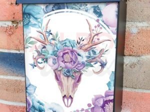 Native Cow Skull and Flowers Colonial Mailbox Cover