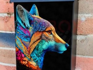 Pretty Native Folk Fox Colonial Mailbox Cover