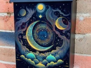 Celestial Moon and Planets #2 Colonial Mailbox Cover