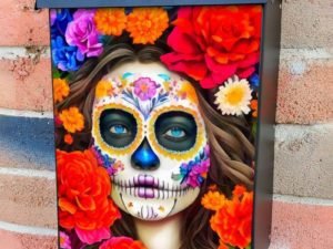 Sugar Skull Girl with Flowers #1 Colonial Mailbox Cover