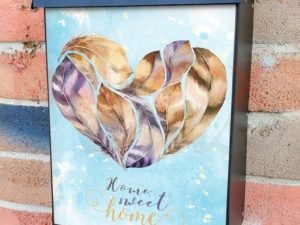 Home Sweet Home Feather Heart Colonial Mailbox Cover