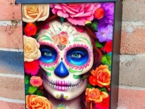 Sugar Skull Girl with Flowers #2 Colonial Mailbox Cover