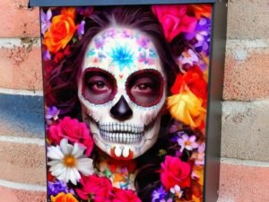 Sugar Skull Girl with Flowers #3 Colonial Mailbox Cover