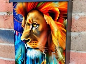 Beautiful Native Lion #4 Colonial Mailbox Cover