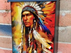 Handsome Native Warrior Colonial Mailbox Cover
