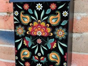 Paisley Design on Black Background Colonial Mailbox Cover