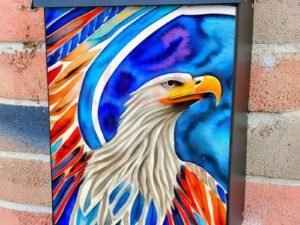 Rainbow Color Eagle Colonial Mailbox Cover