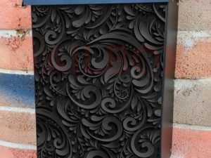 Folklore Black Batik Design Colonial Mailbox Cover