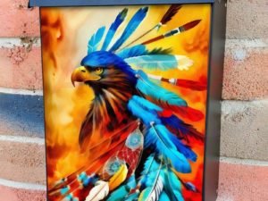 Eagle with Feathers #2 Colonial Mailbox Cover