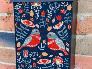 Folk Bird Couple Colonial Mailbox Cover