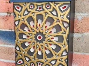 Golden Mandala Folklore Design Colonial Mailbox Cover