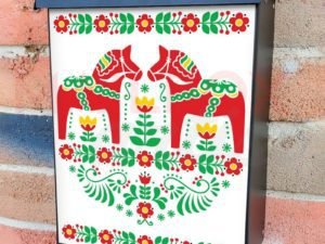 Polish Folk Horses and Flowers Colonial Mailbox Cover