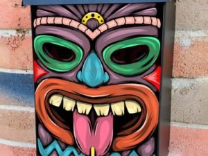 Hawaiian Tiki Statue Face Colonial Mailbox Cover