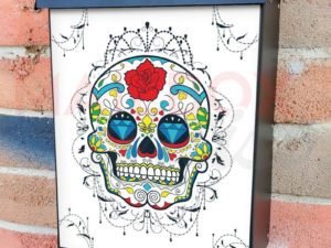 Sugar Skull and Flowers #3 Colonial Mailbox Cover