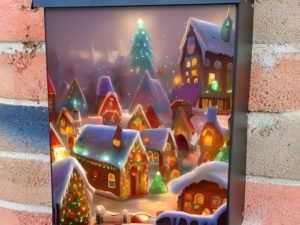 Christmas Gingerbread Village Colonial Mailbox Cover