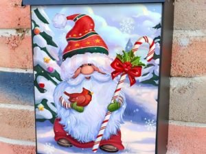 Christmas Gnome with a Cardinal Colonial Mailbox Cover
