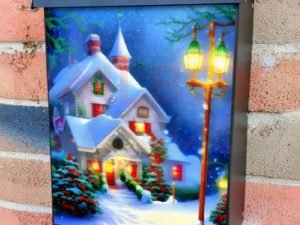 Cozy Cottage on Christmas Night Colonial Mailbox Cover