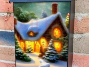 Cozy Christmas Cabin Colonial Mailbox Cover