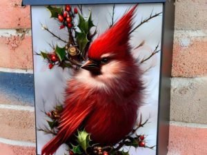 Beautiful Christmas Cardinal Colonial Mailbox Cover