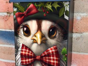 Christmas Bird in Derby Hat Colonial Mailbox Cover