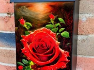 Blooming Red Rose Colonial Mailbox Cover