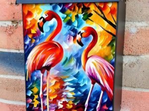 Pretty Flamingo Couple Colonial Mailbox Cover