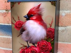 Summer Cardinal with Roses Colonial Mailbox Cover
