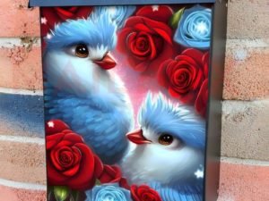 Cute Bluebird Couple #2 Colonial Mailbox Cover