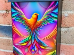 Colorful Flying Bird Colonial Mailbox Cover