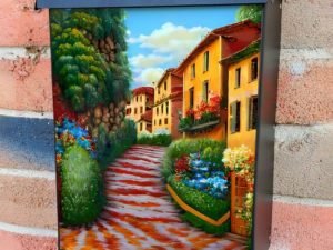 Old Mediterranean Town #3 Colonial Mailbox Cover