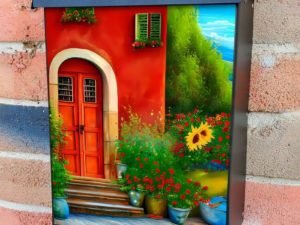 Old Mediterranean Town #4 Colonial Mailbox Cover