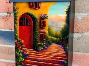 Old Mediterranean Town #5 Colonial Mailbox Cover