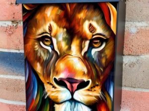 Beautiful Rainbow Lion Colonial Mailbox Cover