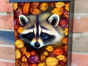Raccoon in the Leaves Colonial Mailbox Cover