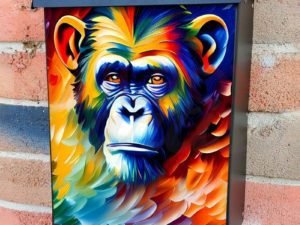Beautiful Rainbow Chimpanzee Colonial Mailbox Cover