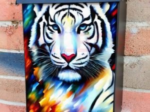 Majestic White Tiger Colonial Mailbox Cover